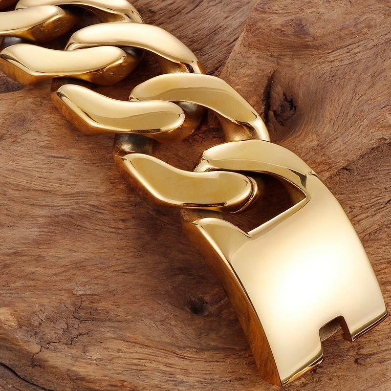 Массивный кубинский браслет-цепочка Майами 31 мм для мужчин золотого цвета, тяжелые мужские браслеты из нержавеющей стали, подарки на день рождения для папы, мужа, мальчика