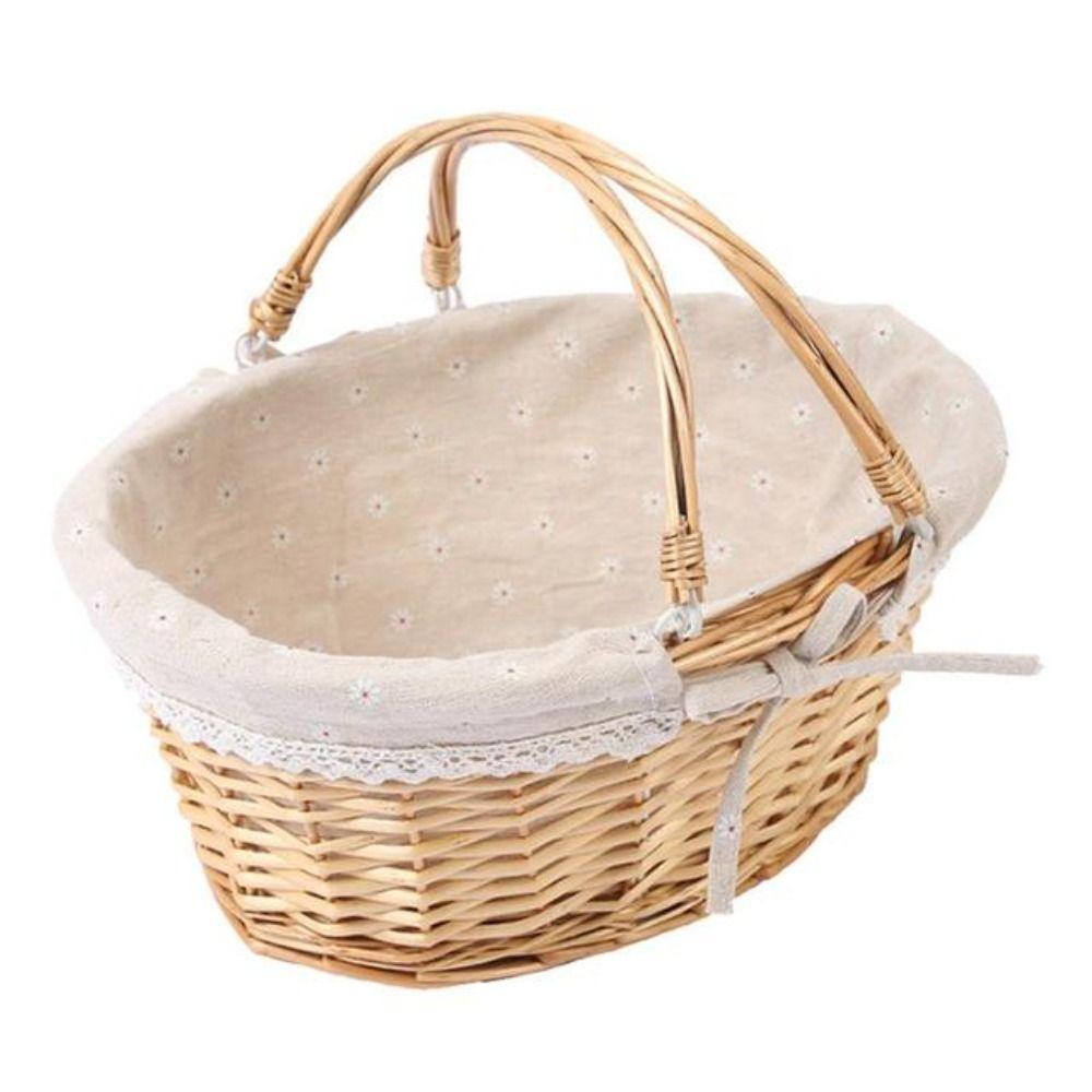 Portable Sundries Willow Woven Handwoven Storage Basket Vegetable Basket Fruit Basket Picnic Basket