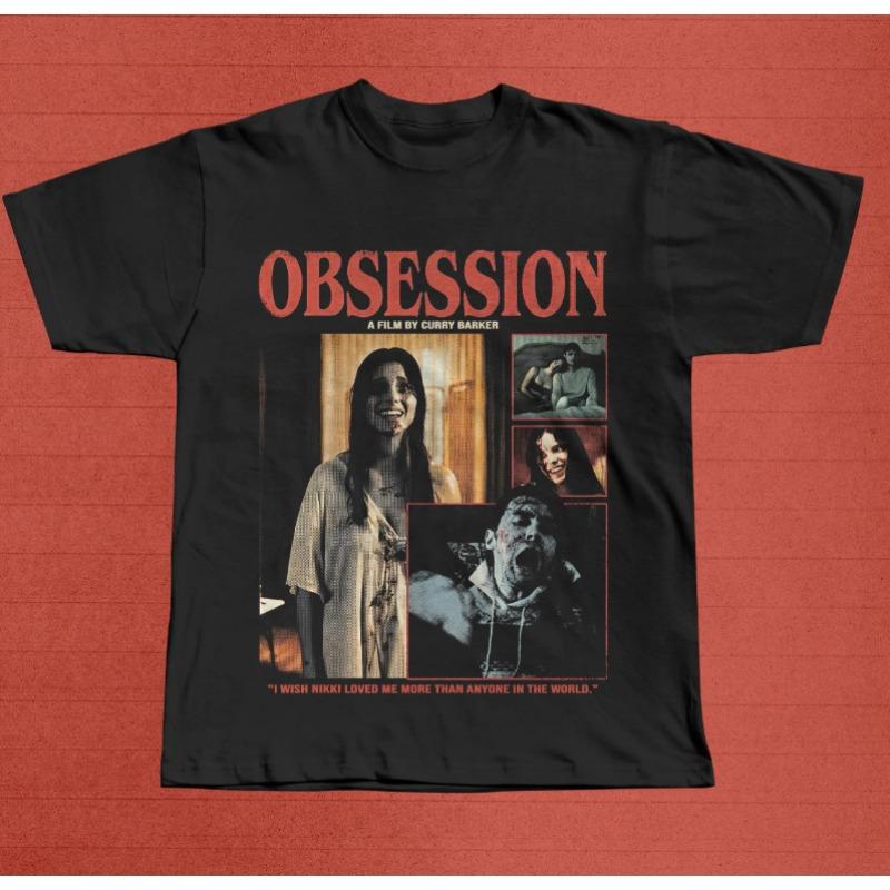 Obsessed "movie Themed T-shirt, Retro Gothic Horror T-shirt for Men, Summer New Casual T-shirt Suitable for Both Men and Women