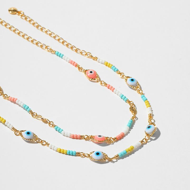 ANENJERY Красочные маленькие бусины, браслет с глазурью и глазками для женщин, браслет, ювелирные изделия для вечеринки, дня рождения, в этническом стиле