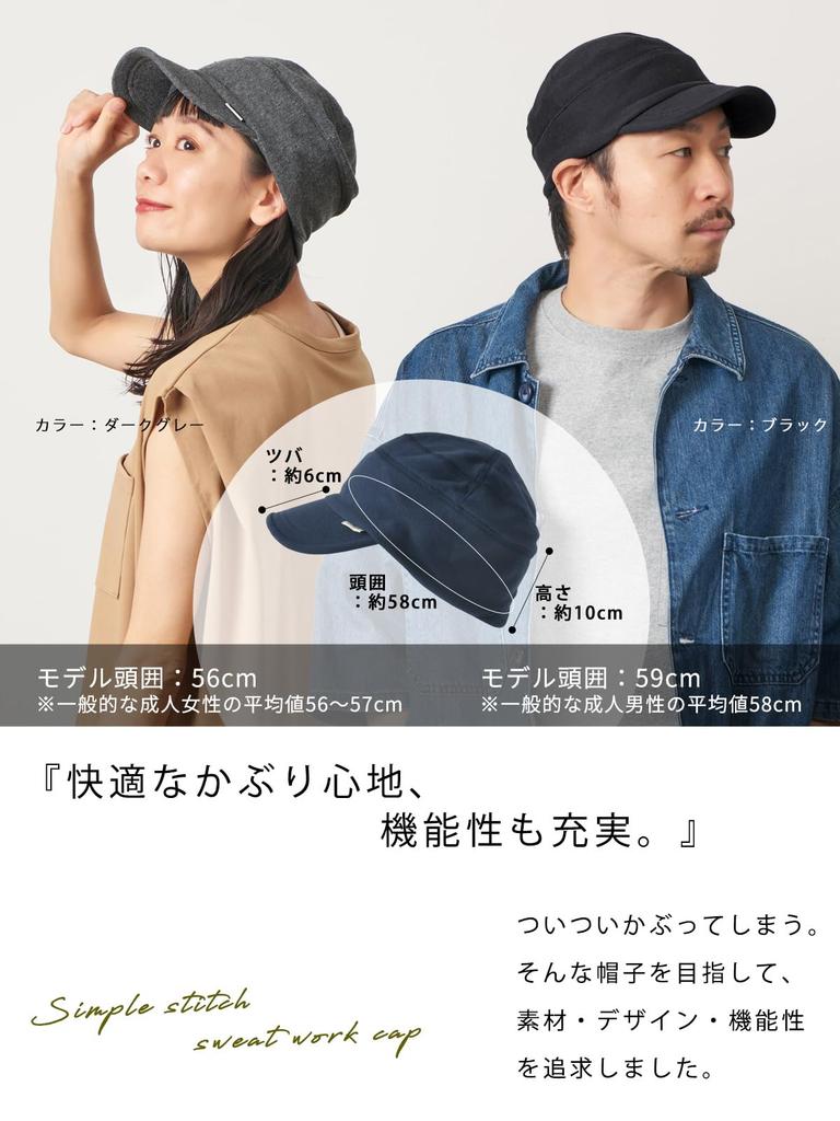 CHARM Защита от УФ-лучей Потовпитывающая рабочая кепка Большого размера Хлопковая моющаяся шляпа [Повседневная коробка] [Свободный размер/Темно-синий]