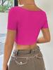 2026 Elegant Woman Sexy Hottie Design Chest Twist Ruffle Deep Solid Color V-Neck Short Top
