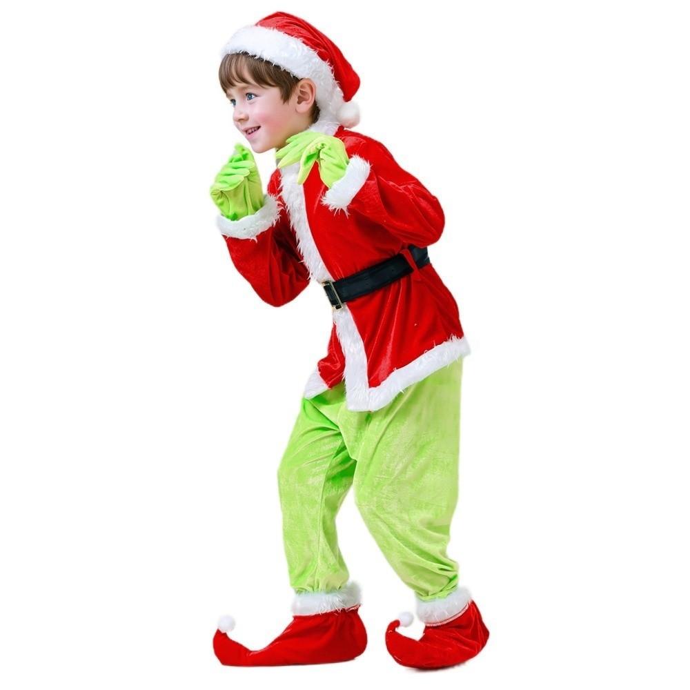 Fancy Elf Costume Green Furry Animals Party Dress Up New Santa Claus Costume Outfit Party Festival