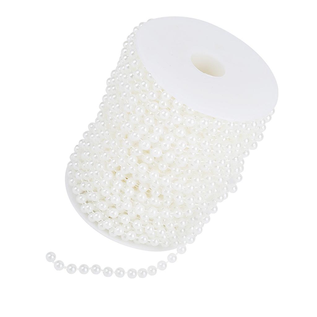 25m Roll Grinding Pearl Wire Beads Garland String DIY Wedding Decoration 6mm(white)