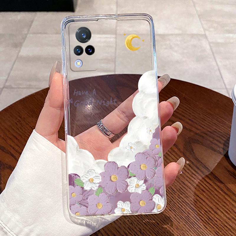 Чехол для Vivo V21 / Vivo V21E / vivo Y73 4G 2021 Прозрачный Силиконовый Гелевый Мягкий ТПУ Задняя Крышка Милый Кролик Кошка Динозавр Чехол для Телефона