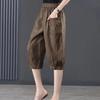 Women's Summer Thin Ice Silk Cotton-Linen Seven-Point Casual Pants Loose Lantern Mid-Pants Plus Size Harem Pants
