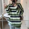 Women Striped Knitted Sweater Autumn Winter Warm Pullovers Oversized Sweaters Unisex Casual Loose Jumper Teen Streetwear