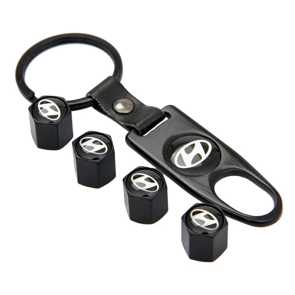 Car Accessories Tire Valve Caps with Key Chain for Hyundai I30 Tucson Solaris IX35 Sonata Encino Rohens Elantra Wheel Decoration ZZ34
