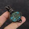 Медный малахитовый бирюзовый кулон, обернутый медной проволокой, ювелирное изделие, кулон с лунным камнем, драгоценный камень, подарок маме, кулон из медной проволоки ручной работы