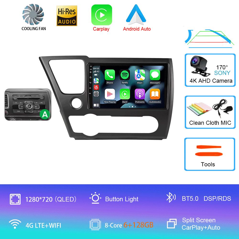 Автомагнитола Android 14 Для Honda Civic 9 9-го поколения США Седан Купе Мультимедийный плеер Видео Carplay DSP GPS Без 2din DVD Головное устройство