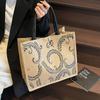 Large Capacity Linen Bag Women's 2025 Fashion Linen Portable Mommy Bag Student Class Shoulder Tote Bag Spot