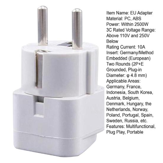 Converter Plug Reliable 10A Solid Color Power Adapter European Standard Conversion Plug Travel Adapter Travelers Accessory