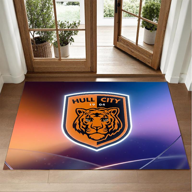 Hull City Football Design Crystal Velvet Rug Soft Decorative Mat for Bedroom Entrance