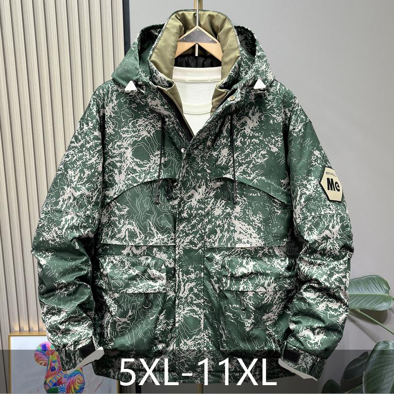 Большие размеры 5XL-11XL Модные мужские парки оверсайз Зимнее пальто с капюшоном Повседневная свободная теплая верхняя одежда Мужские куртки