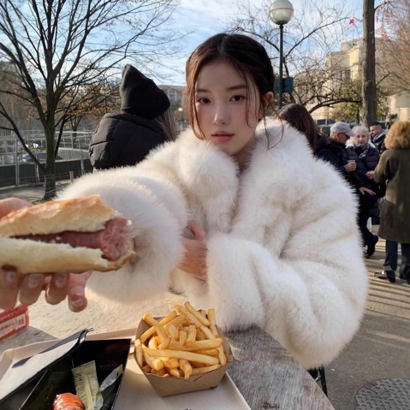 Осенне-зимняя новая куртка из искусственного меха женская короткая с воротником-стойкой крашеная куртка из меха лисы с острым ворсом экологичный меховой топ