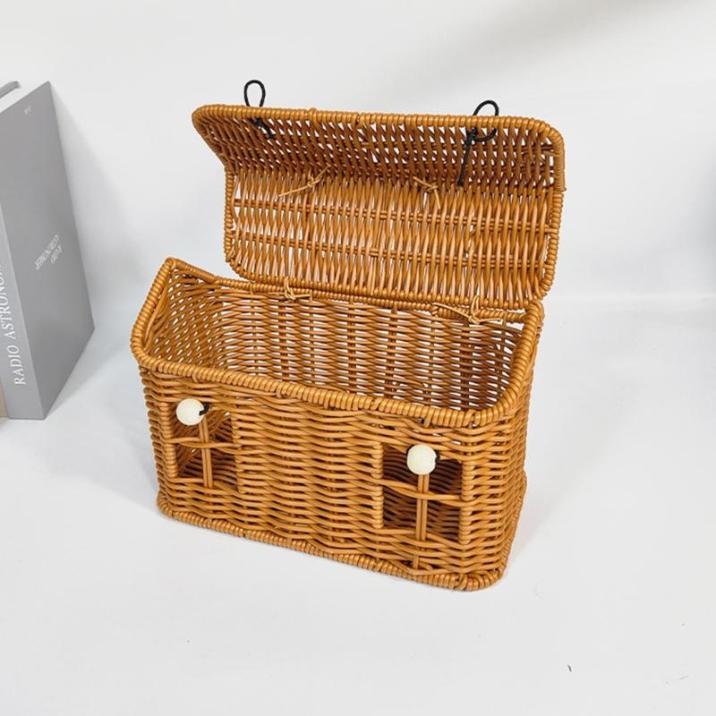 Creative House Shape Woven Rattan Storage Basket Featuring Portable Handle for Home Decors Picnics Gift User Friendly Materials