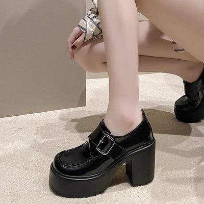 2025 новые осенние туфли на толстом каблуке из маленькой кожи, женские туфли-лоферы на платформе и высоком каблуке, увеличивающие рост, французские ретро универсальные туфли