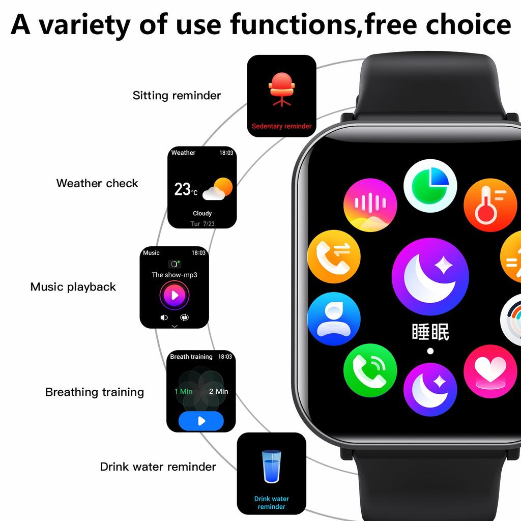 Смарт-часы F57pro с функцией измерения пульса, артериального давления, возможностью совершать звонки по Bluetooth, спортивным браслетом и силиконовым ремешком