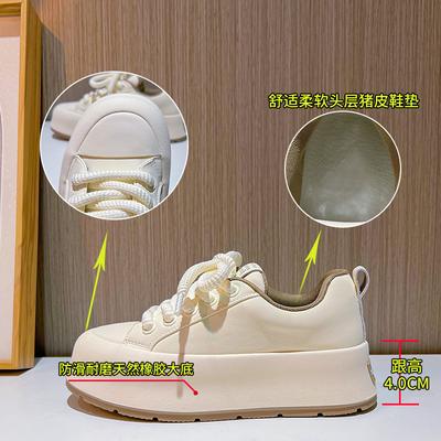 Белые туфли из натуральной кожи женские весна 2025 новые женские туфли на платформе, повседневные универсальные кеды, женские балетки