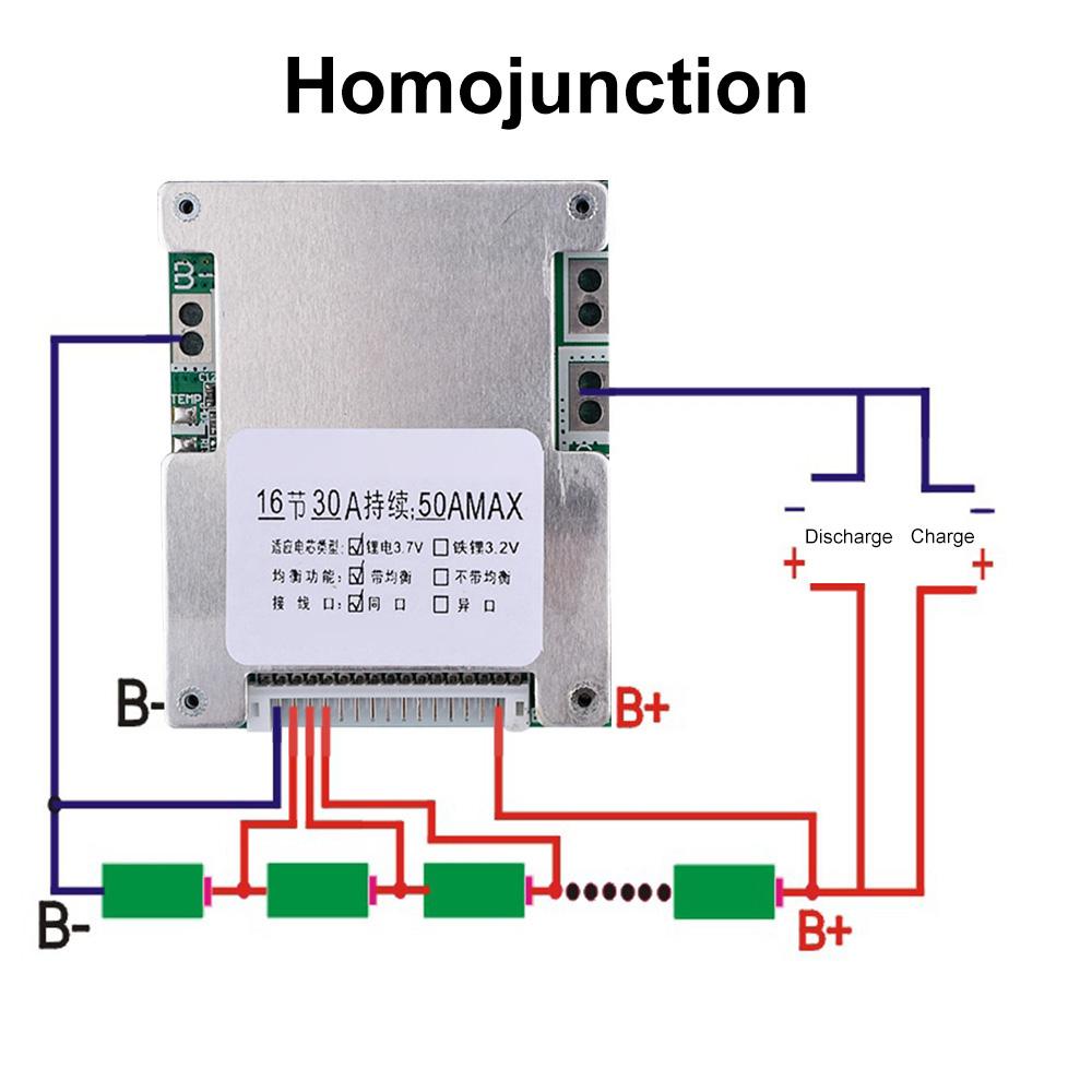 BMS 16S 60V 50A Lithium Battery Protection Board with Balance Charging Protection Board  for Electric Bike Scooter E-bike