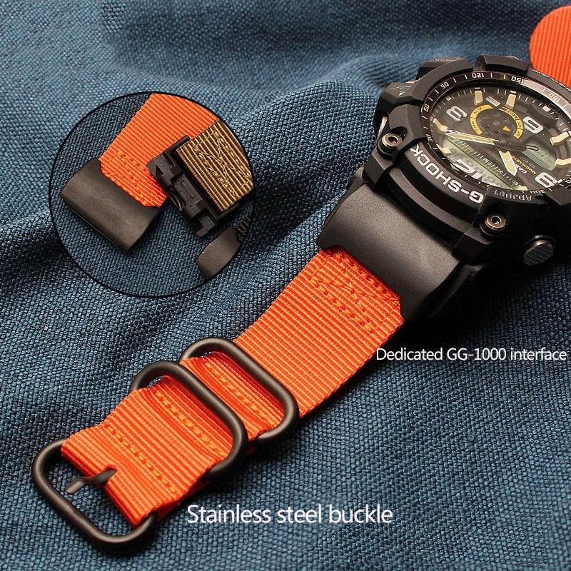 Нейлоновый ремешок для часов для Casio G-SHOCK Modified Small Mud King GG-1000 GWG-100 GSG-100 Канвасовый ремешок для часов Черный Хаки Браслет