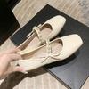 Fashion Mary Jane Women's Shoes 2025 Summer New Korean Version Fashion Shallow Mouth Flat Style Pearl Soft Bottom Small Pu Leather Shoes