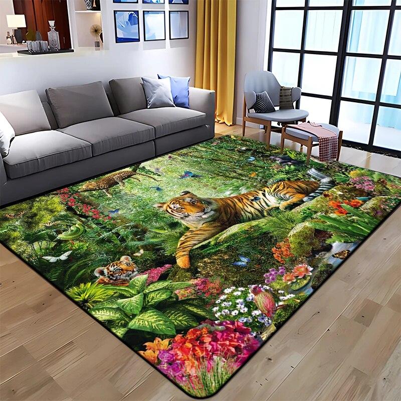 3D Printing Tiger Beauty Printed Carpet for Living Room Non-Slip Area Rug Bedroom Modern Home Decoration Yoga Mat Dropshipping
