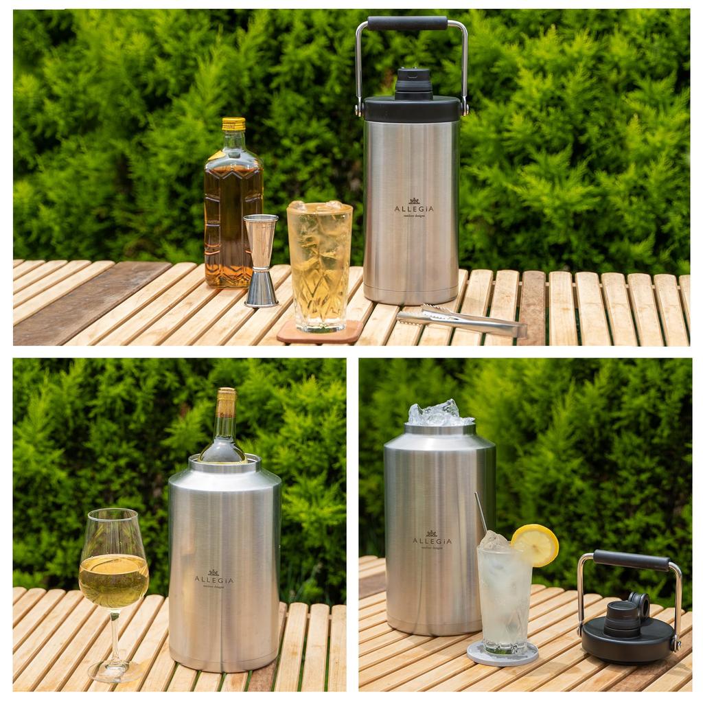 AllegiA Ice Container Outdoor Vacuum Keeps Ice Can Also Hold Hot Stainless Matte Jug, Bottle, Cold, 1.8L/3.5L Capacity, Portable, Long-Lasting, Ice,