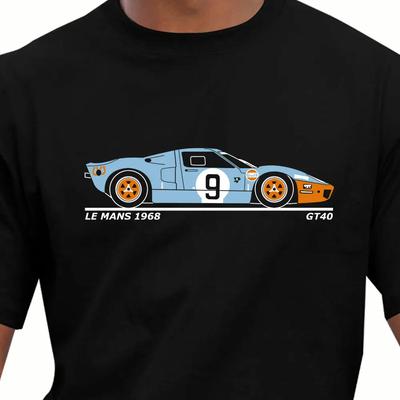 Race Retro Classic 1968 Le Mans Gt40 Racing Car T-Shirt Hip Hop Men Short Sleeve T Shirt Men Co