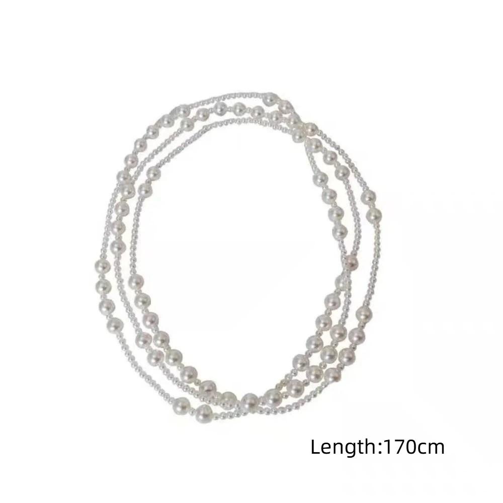 Simulated Pearl Long Necklace Multi-layered Sweater Chain Women's Necklace Jewelry Accessories