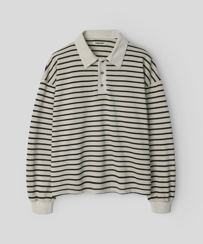 INDUST Pigment Stripe Pique T-Shirt_Beige