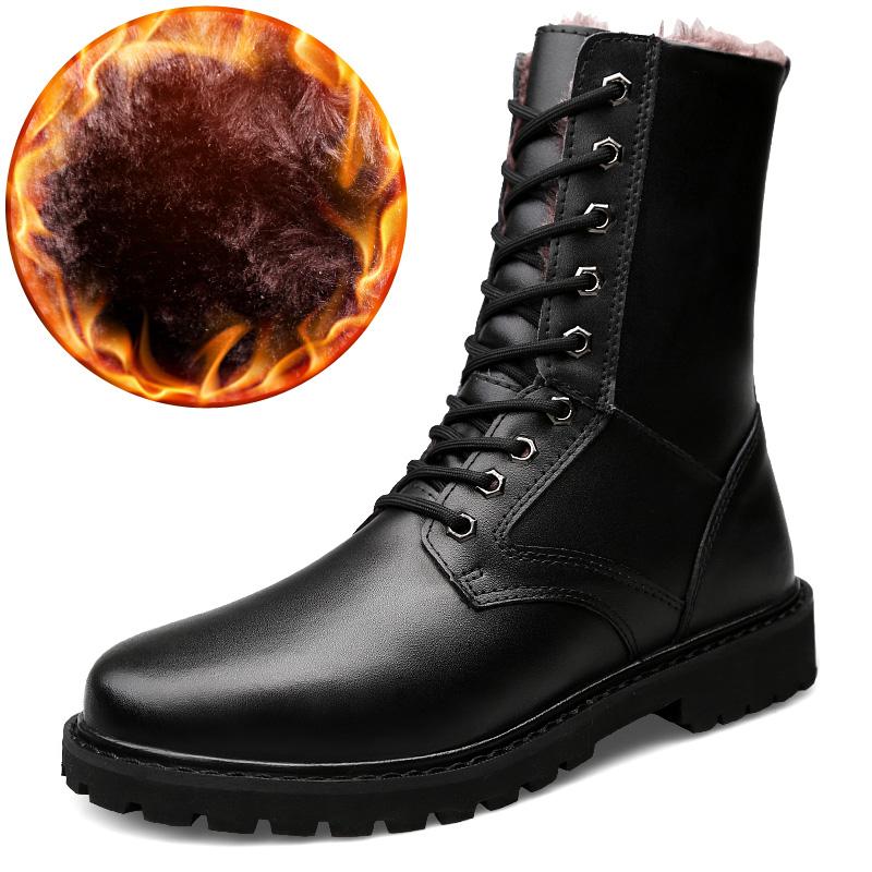 Fashion Winter Lace Up Outdoor Long Boots Motorcycle Boots Winter Warmth Designer High Leather Shoes Fashion Casual Black Boots