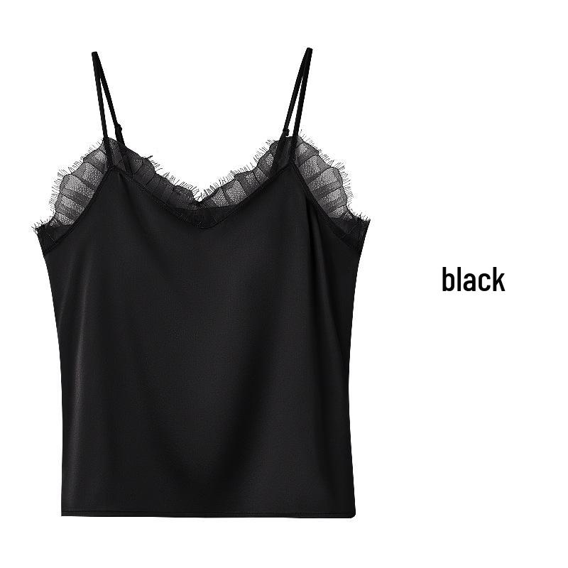 Tangge Luxury Lace-Trimmed Mulberry Silk Camisole with No-Wire Bra