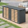 Trash Can Box, with Hinged Lid, trash storage compartments, Lockable, Four Doors, Diamond-Shaped Hollow Door Panel