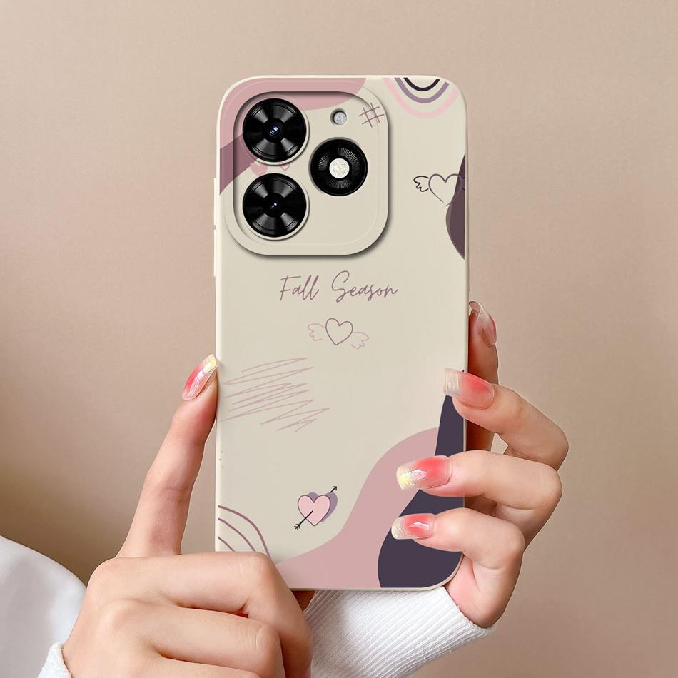 Чехол для Tecno Spark Go 2024 Простой Сердечко Мягкий Жидкий Силикон Защита Камеры Задняя Крышка Для Tecno SparkGo Funda Чехол для Телефона