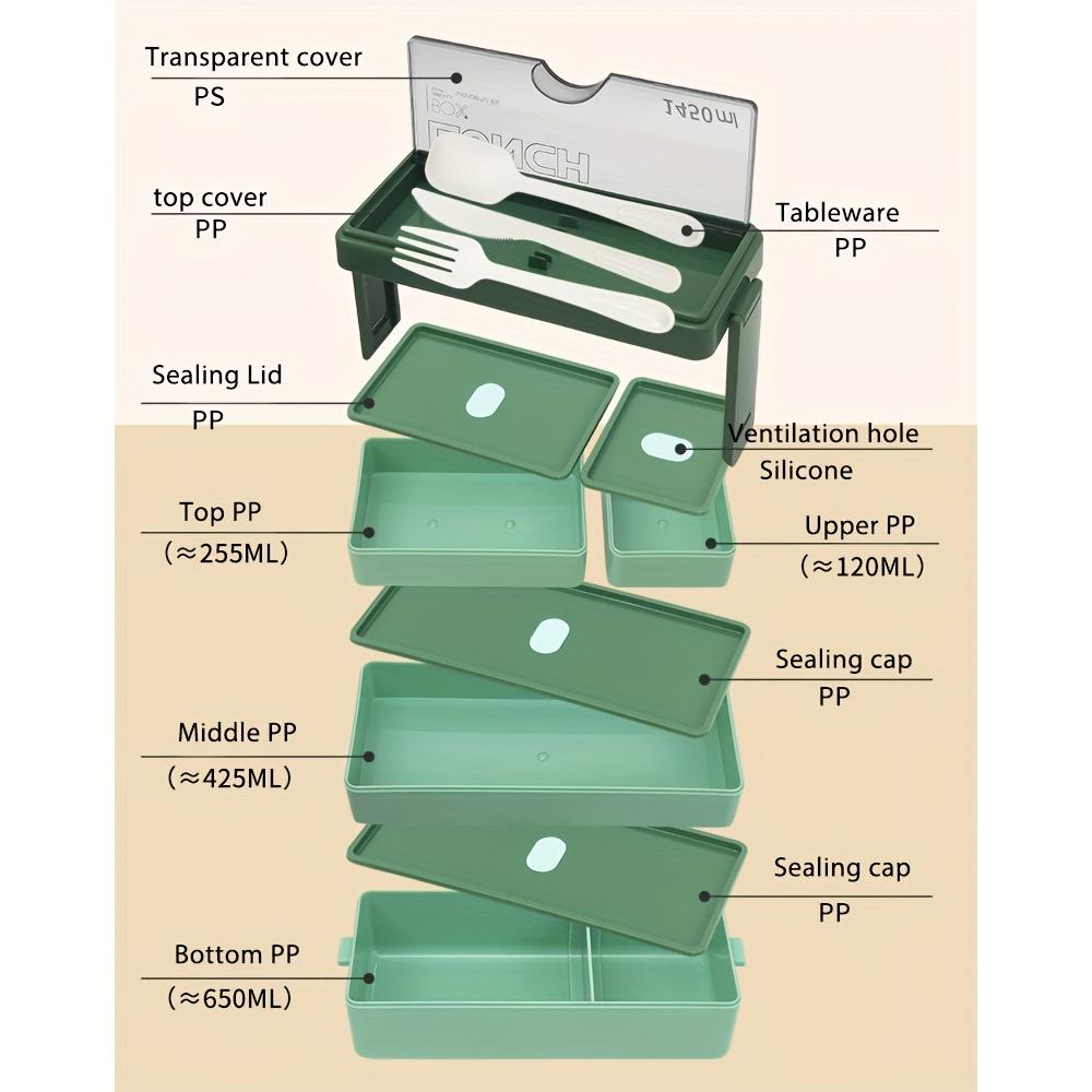 1450 мл Ланч-бокс бенто большой вместимости многослойный контейнер для хранения продуктов с столовыми приборами штабелируемый герметичный контейнер для ланча кухонные принадлежности