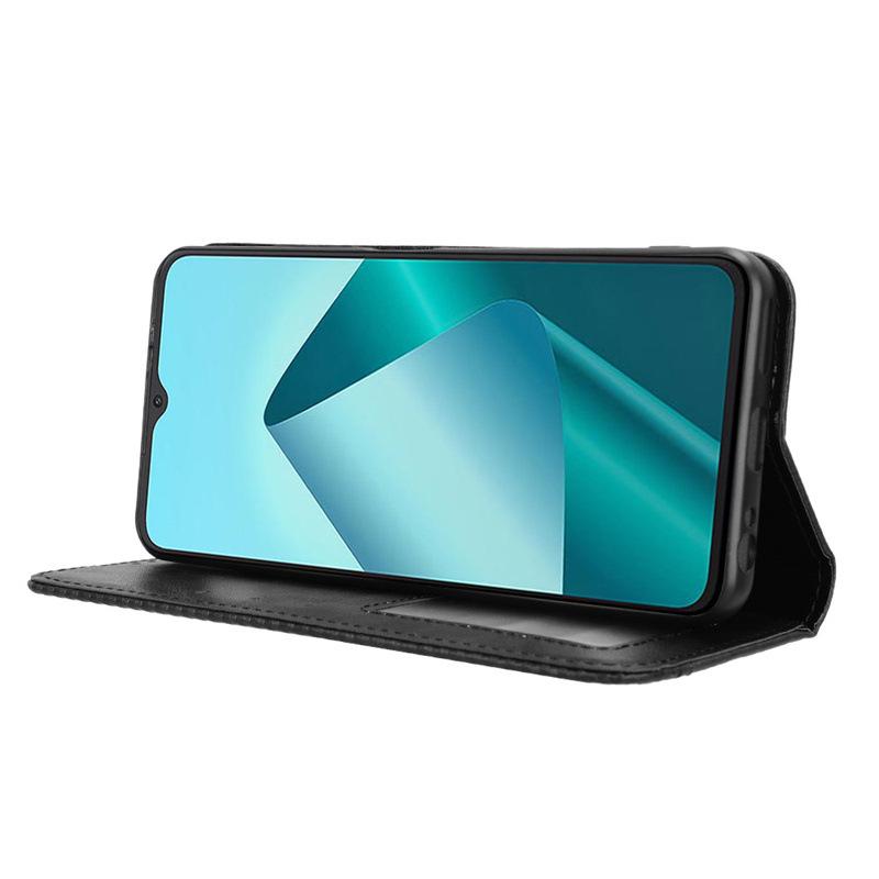 Кожаный чехол-книжка Wiko T20/Y80 с отделениями для карт и ретро-узором