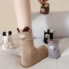 Милые носки до щиколотки с мультяшной вышивкой, забавные носки в рубчик для повседневной носки, смешные носки с плюшевыми ушками для женщин, рождественский подарок