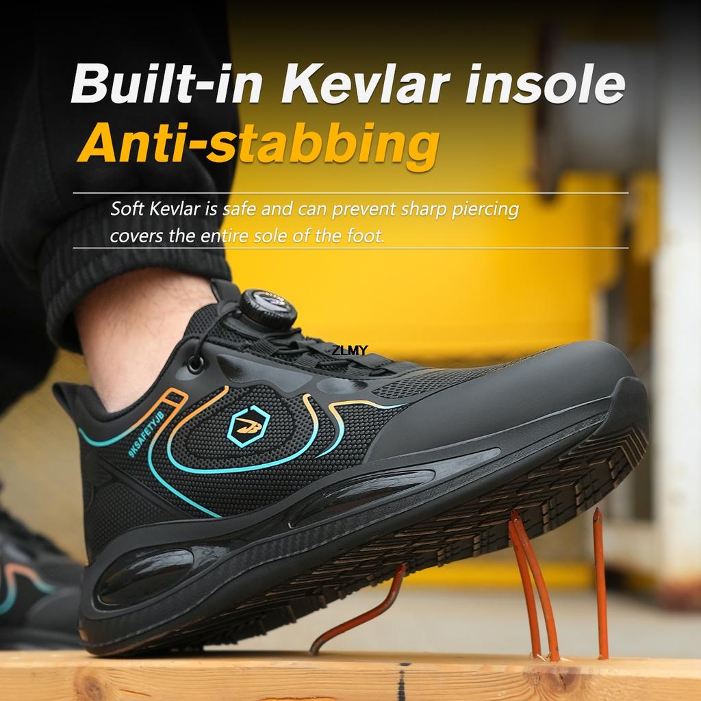 Модные водонепроницаемые верхние мужские защитные туфли с вращающимися пуговицами, стальные носки, кроссовки, противоударные, противоударные, рабочие ботинки, мужские рабочие защитные ботинки, легкие