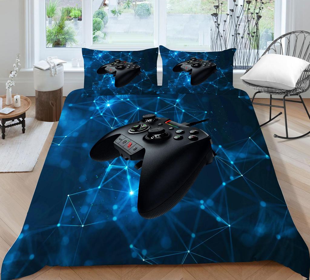 Постельные принадлежности для игрока, ткань из микрофибры, игровой автомат, пододеяльник и наволочка с принтом, подходят для домашнего украшения комнат для мальчиков и мужчин, любителей игр