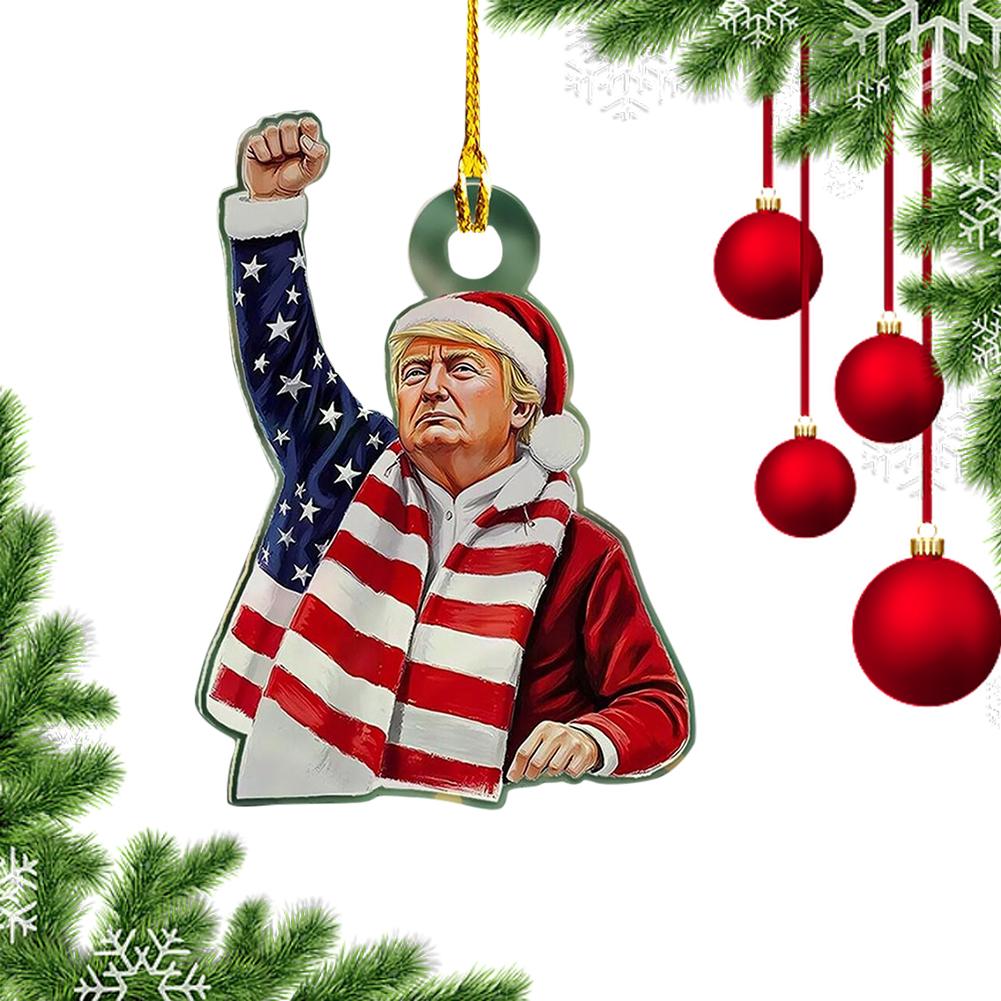 1 шт. Акриловое рождественское украшение в стиле Трампа, подвесное украшение для автомобиля и дерева, идеальный праздничный подарок, забавный мультяшный кулон