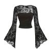 Женский модный высококачественный прозрачный топ с кружевной вышивкой