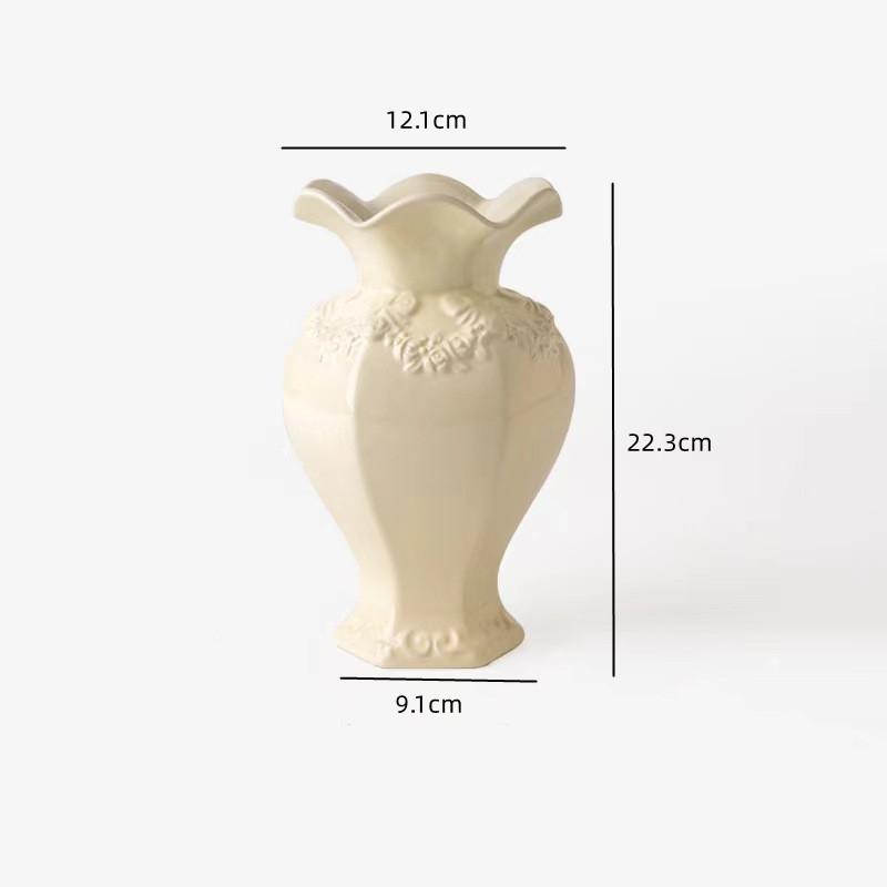 European Style Relief Vase Ceramic Vase Flower Arrangement Device Home Decoration Accessories Desktop Ornaments