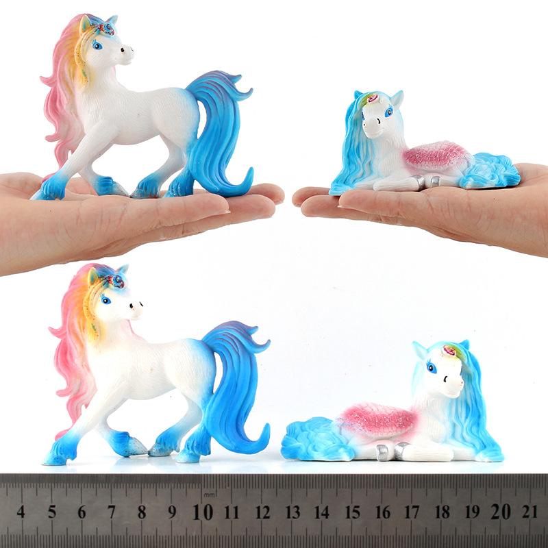 Unicorn Rainbow Horse Doll Figure Model Cake Decoration Static Ornament Children'S Toy
