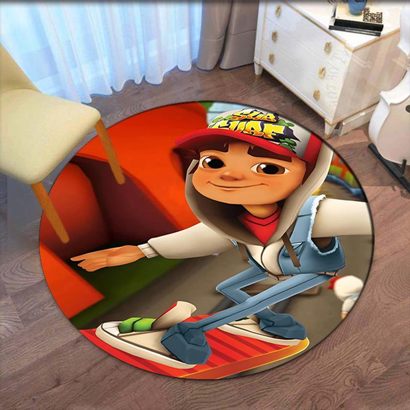Subway Surfers Printed Round Rug Carpet Chair Rug Area Rug Entryway Doormats,for Office Chair Living Room Bedroom Kitchen Room.