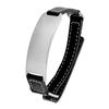[R5096] - Black Silver 'Giorgio' Steel Leather Bracelet - Plate 50x20 Mm (engravable)