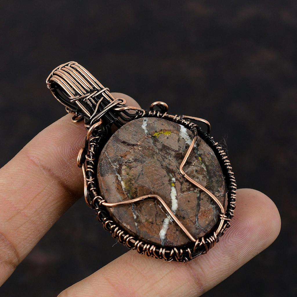 Подвеска Wild Horse Magnesite, подвеска из медной проволоки, подвеска ручной работы, ювелирное изделие из проволоки, подвеска из драгоценных камней, медные ювелирные изделия, свадебный подарок