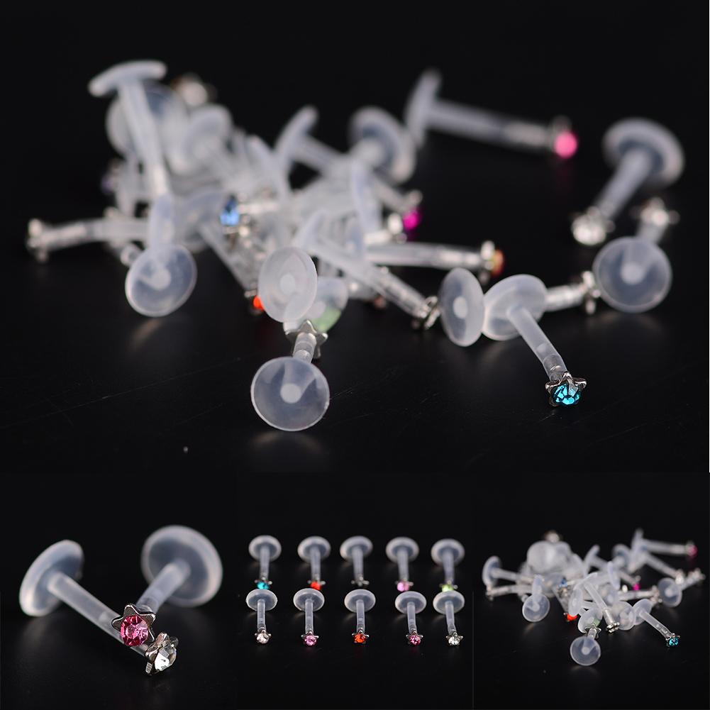 5Pcs Flexible Labret Lip Ring Ear Helix Cartilage Studs Piercing Body Jewelry