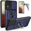 Protective Case - PROSHOP - for Samsung A12 - Rigid - Tempered Glass - Navy Blue - 2 Tempered Glasses