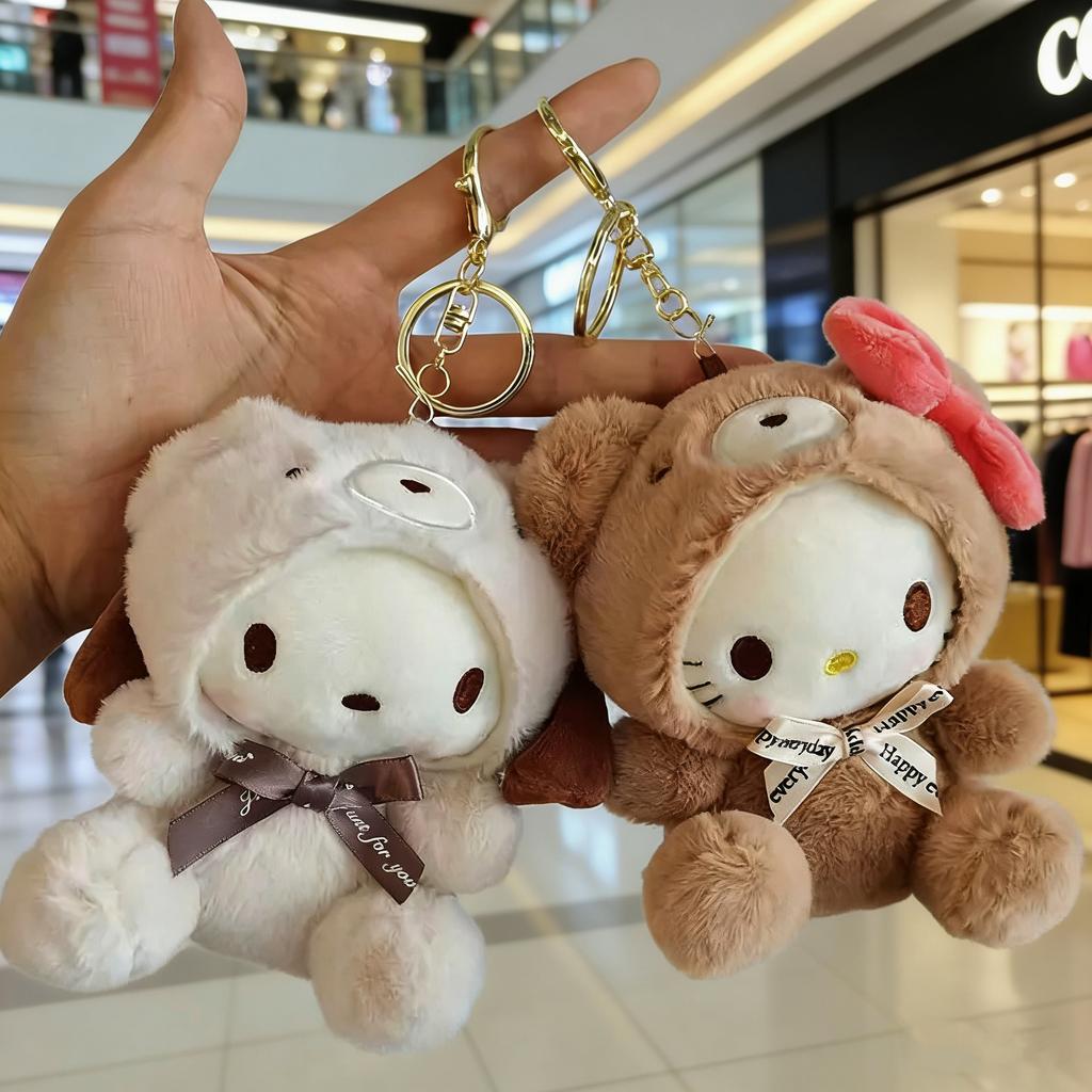 12 см Милый Плюшевый Брелок для Детей Подвеска Hello Kitty Мультяшный Брелок Kuromi Украшение для Рюкзака Подарки для Детей Игрушка